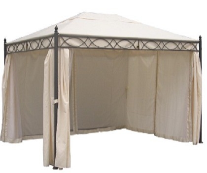 Sunshelter Garden Steel Metal Pergola Bridge with Polyester Curtain Gazebo Function
