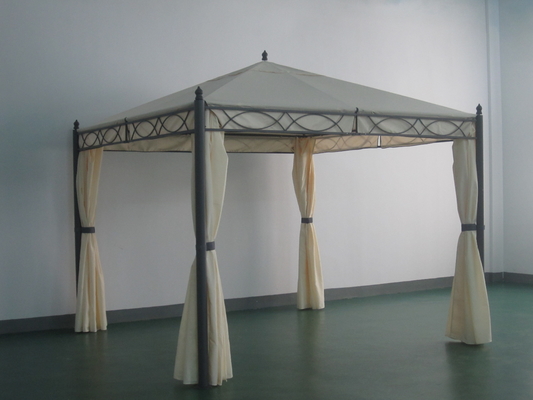 Sunshelter Garden Steel Metal Pergola Bridge with Polyester Curtain Gazebo Function