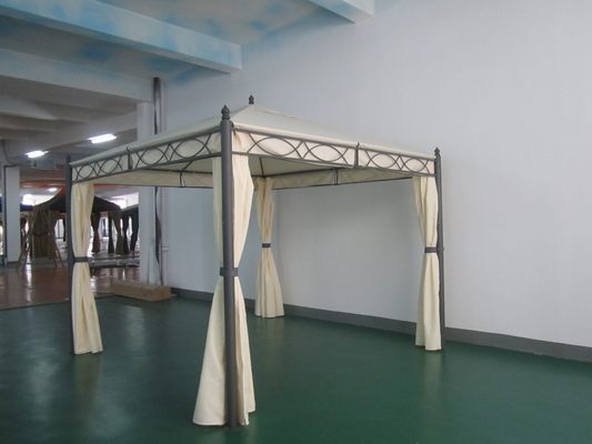 Sunshelter Garden Steel Metal Pergola Bridge with Polyester Curtain Gazebo Function