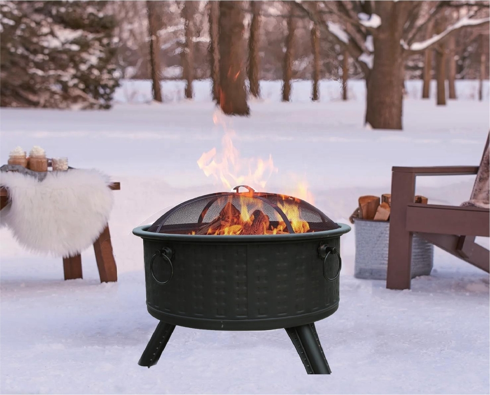 Outdoor Smokeless BBQ Grill Corten Steel Gas Fire Pit Custom Shape Spherical Square