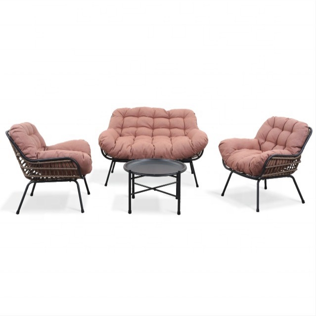 Outdoor Garden Furniture Aluminum Rattan Sofa Set with Luxury Table and Teapoy Buyers
