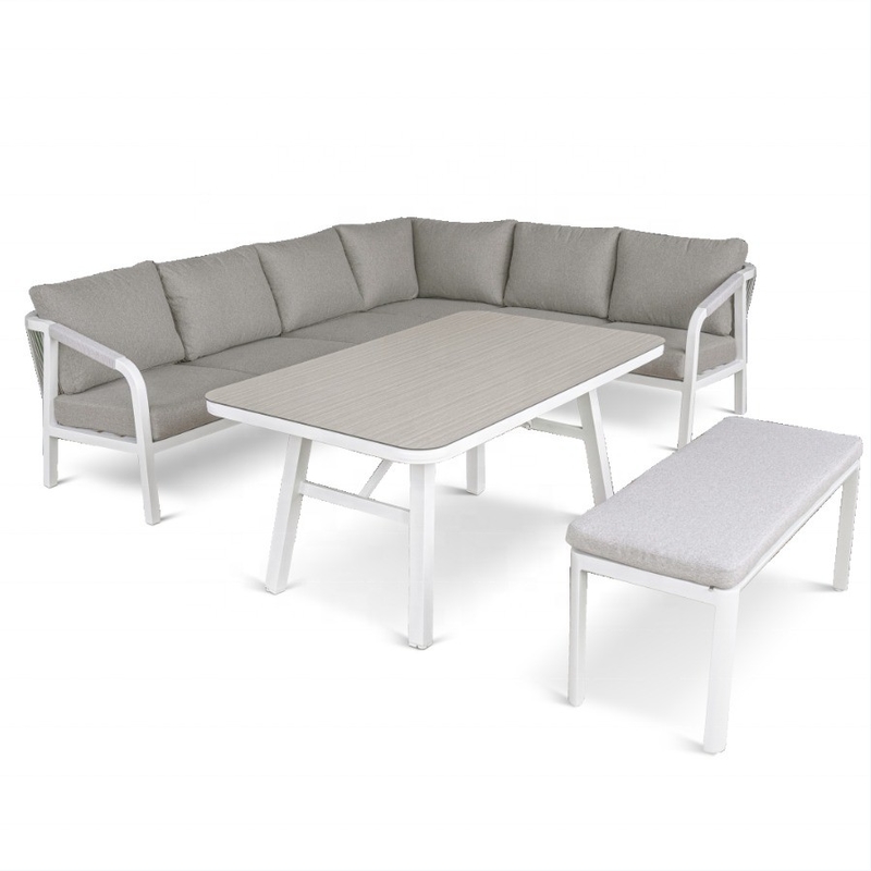 Garden Furniture Aluminium Outdoor Bistro Rattan Sofa Set for Luxury Teapoy Dinner
