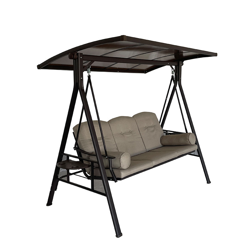 3 Person Polycarbonate Sheet Swing Chair Metal Garden Swings Chair for Outdoor Comfort