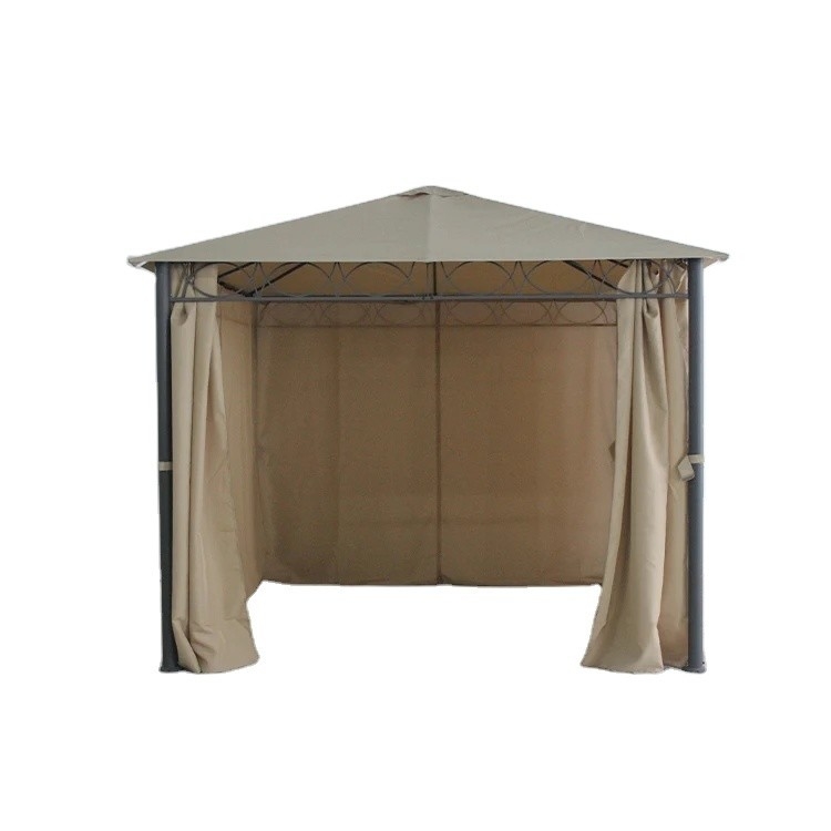 Outdoor Garden Steel Metal Gazebo with Polyester Curtain A Durable Park Leisure Option