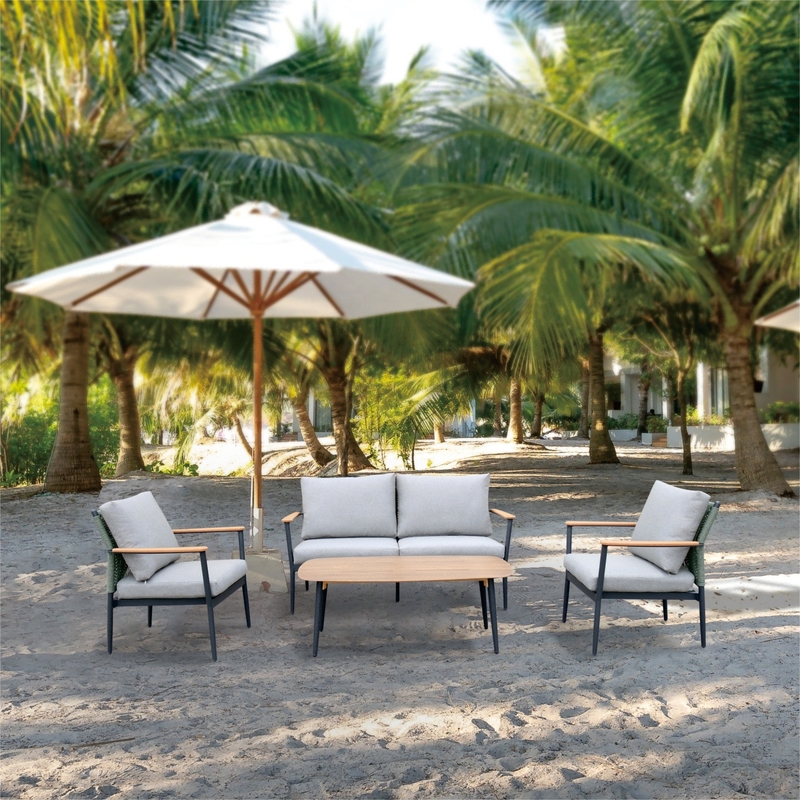 Customized Color Aluminum Rattan Sofa Set Luxury Table Bistro Set for Gargen Furniture