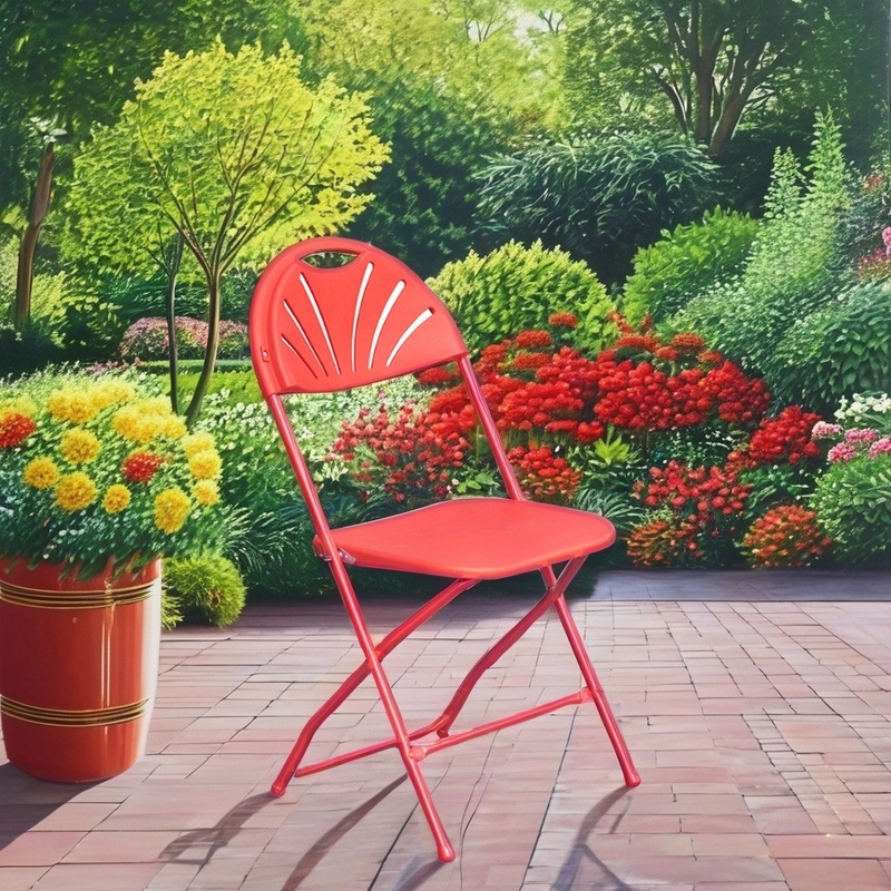 White Plastic Seat Stackable Metal Folding Chair for Outdoor Garden Weddings Parks