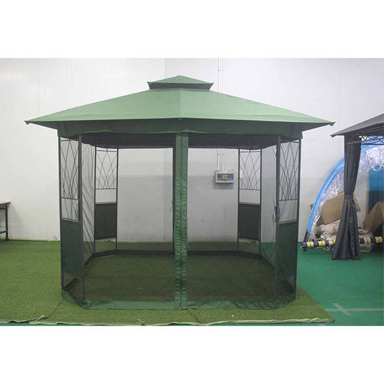 Convenient PA Coated Steel Gazebo with Mesh Curtain Sidewalls and Portable Package Size