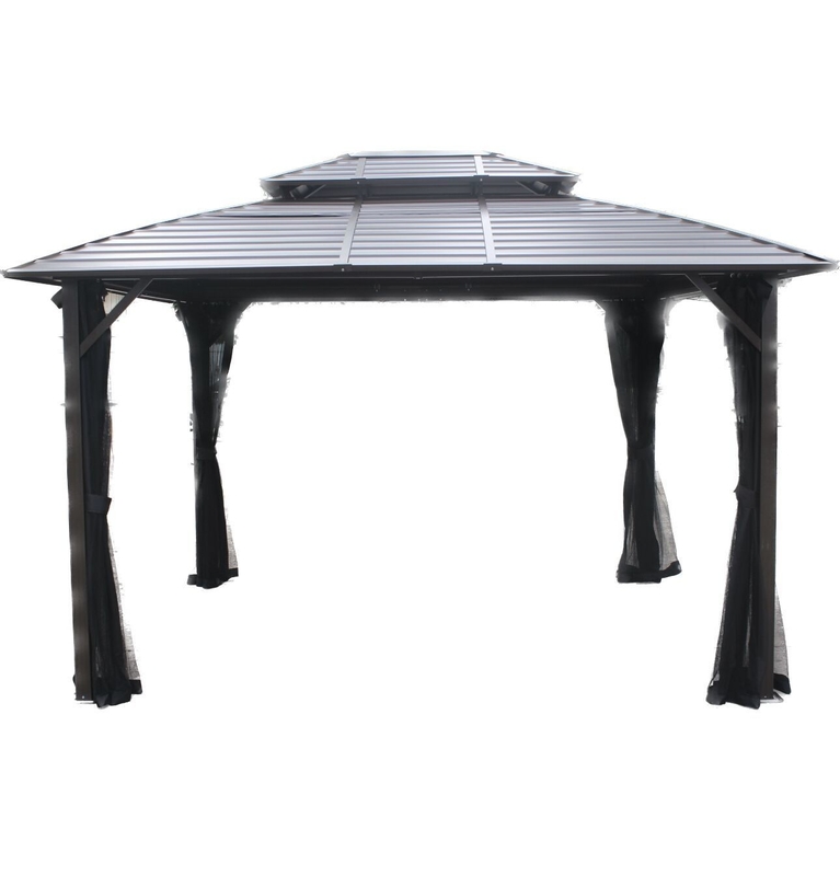3X3.65X2.73M Double Topped Metal Outdoor Gazebo for Garden Supplies Featuring Arbours