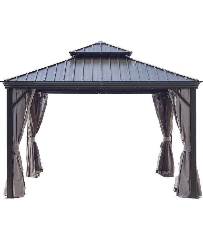 Garden Supplies 3.65x3.65x3.03m Outdoor Gazebo with Double Topped Galvanized Steel