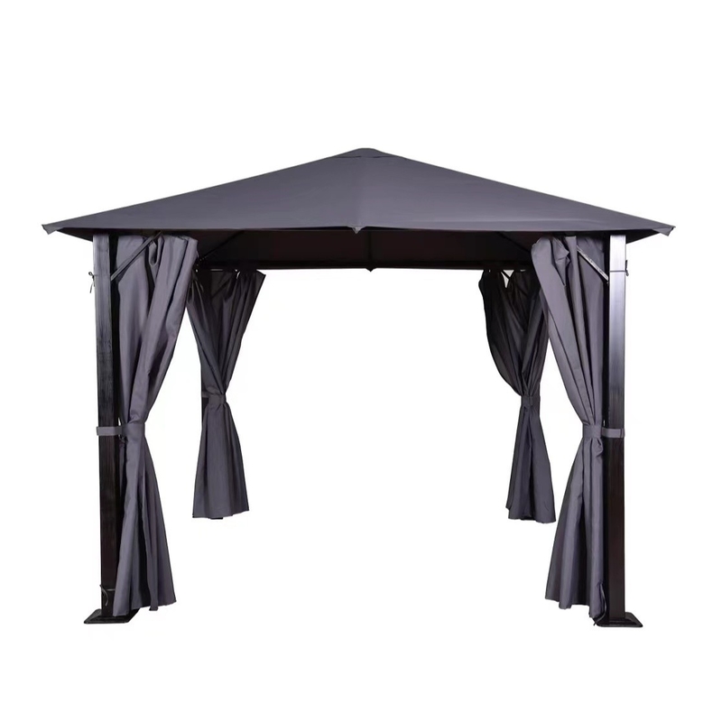 Metal Outdoor Gazebo for Garden Single Topped Hand-Painting 3x3x2.57m Easy Assembled