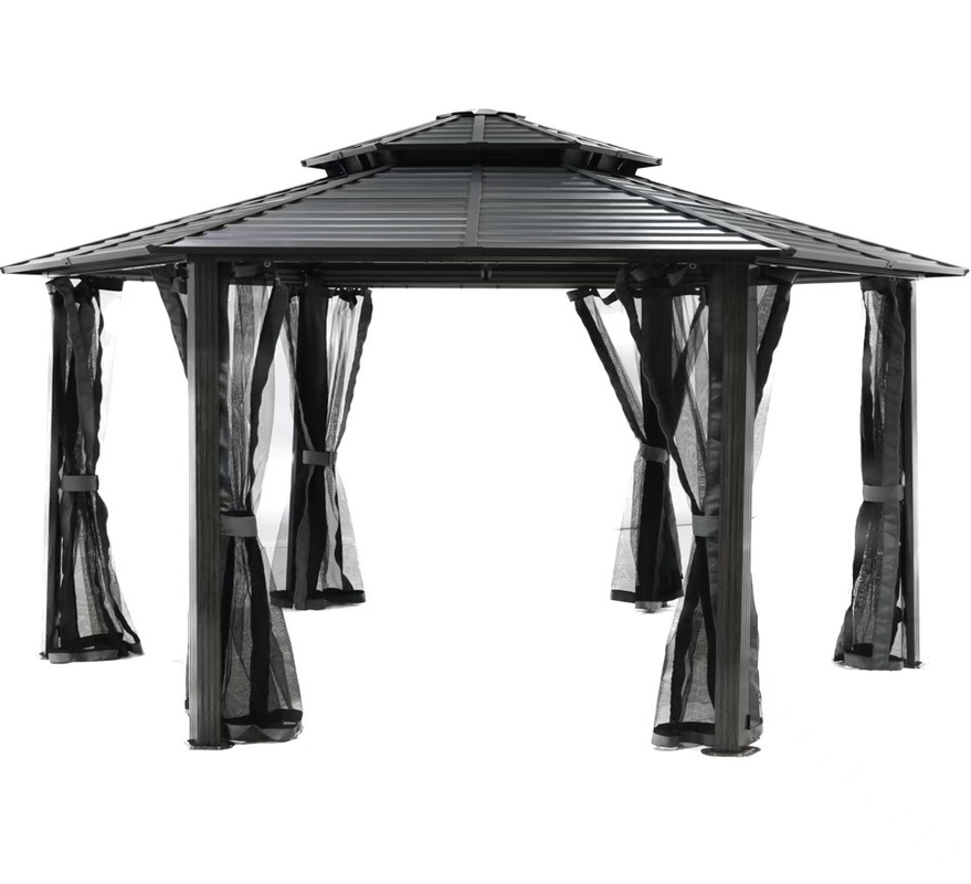 Aluminum Frame 4x4x2.8M Hexagonal Hardtop Gazebo Ideal for Outdoor and Easy to Set Up