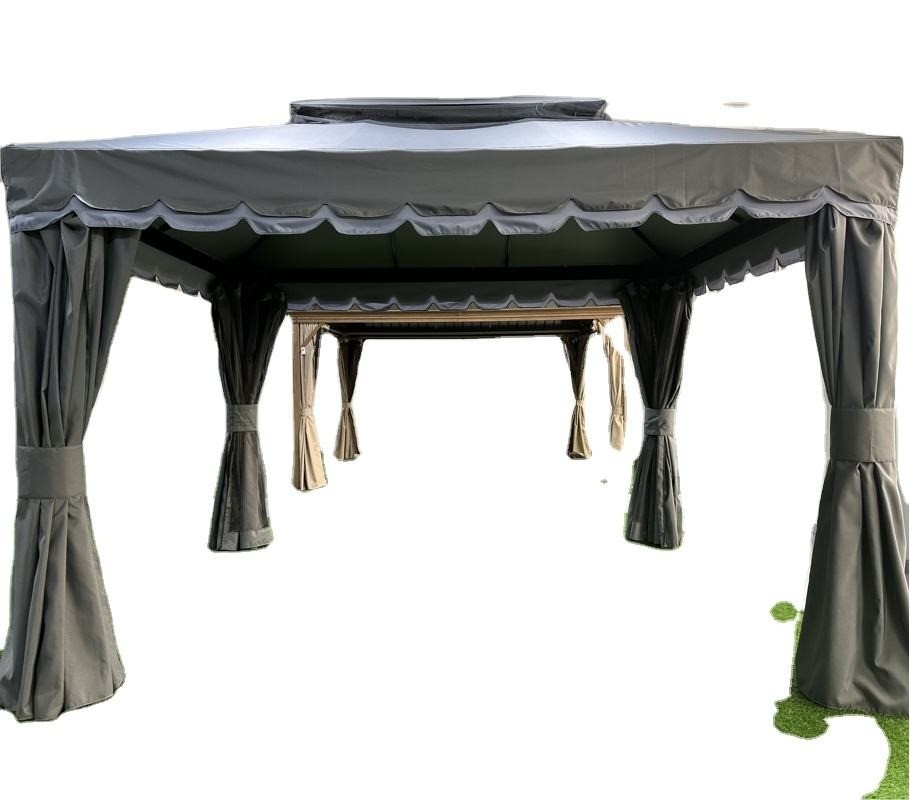 3X4X2.75M PVC and Aluminum Soft Top Roof Gazebo Sun Shelter for Garden Double Topped